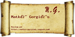 Matkó Gorgiás névjegykártya
